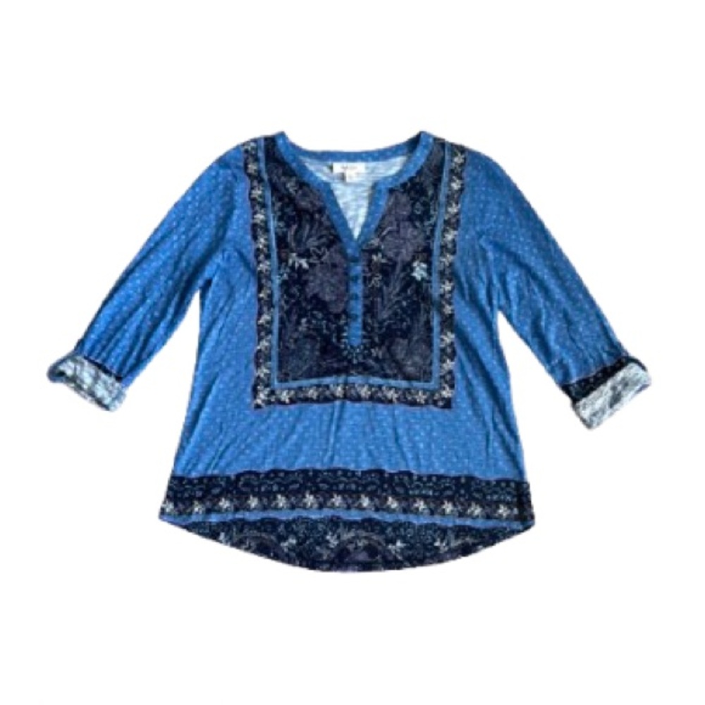 231M NWT Style & Co Women’s Printed Roll-Tab Tunic Blouse - Size: PM